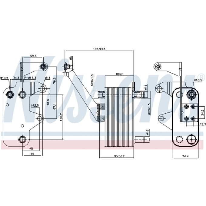 Olie radiator, automatische versnellingsbak NISSENS 90952
