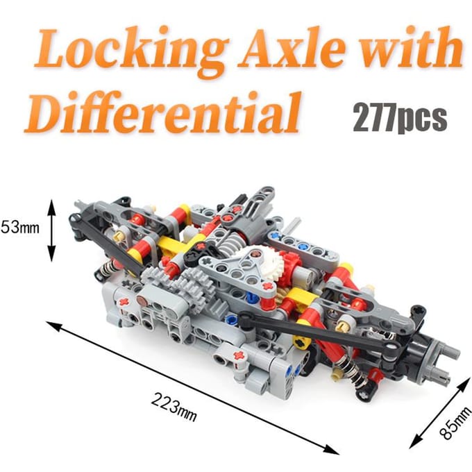 Bouwstenen 278 stuks Sperdifferentieel Stuur Achteras Montageonderdelen Pakket MIJN EIGEN CREATIE Tech Blocks Assemblage gray