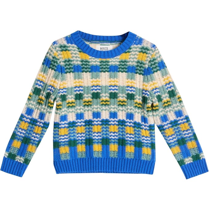 White Stuff Checkerboard Jumper Blue Multi Taglia: 3-4 | Maglioni Outlet | kids | Blu