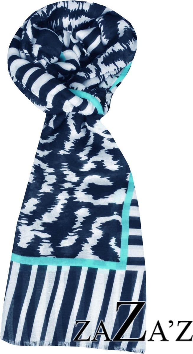 Sjaal blauw- natuurlijke materialen -langwerpig