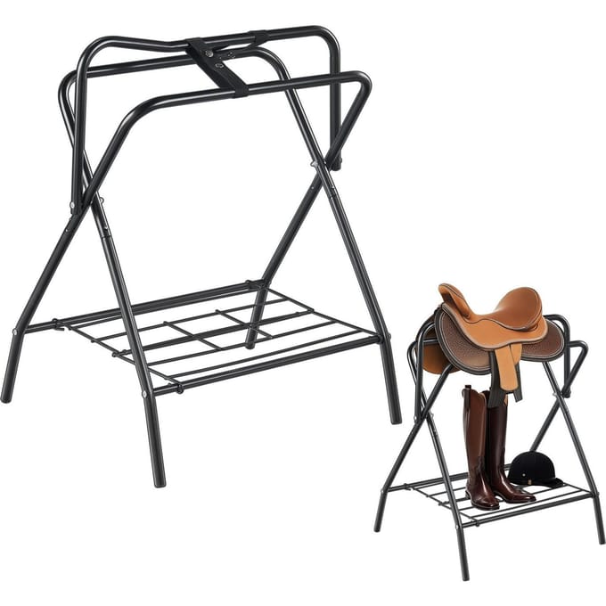 Porte-selle pliant 2 pièces Support de selle de cheval autoportant 132 lbs
