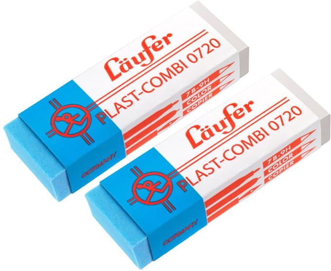 Läufer kunststof-vlakgum PLAST COMBI, 2 op blister