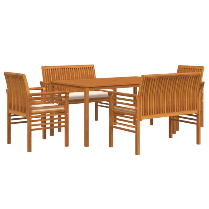 vidaXL - 5-delige - Tuinset - met - kussens - massief - acaciahout