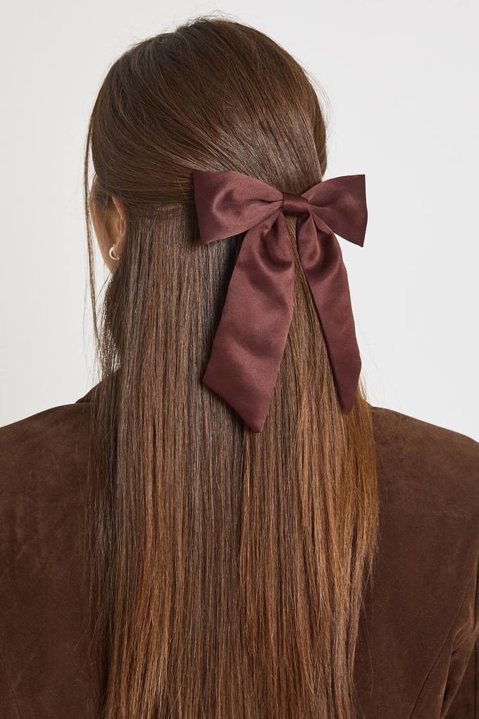 boohoo Dames Satijn Chocolade Haarstrik Clip | Chocoladebruin