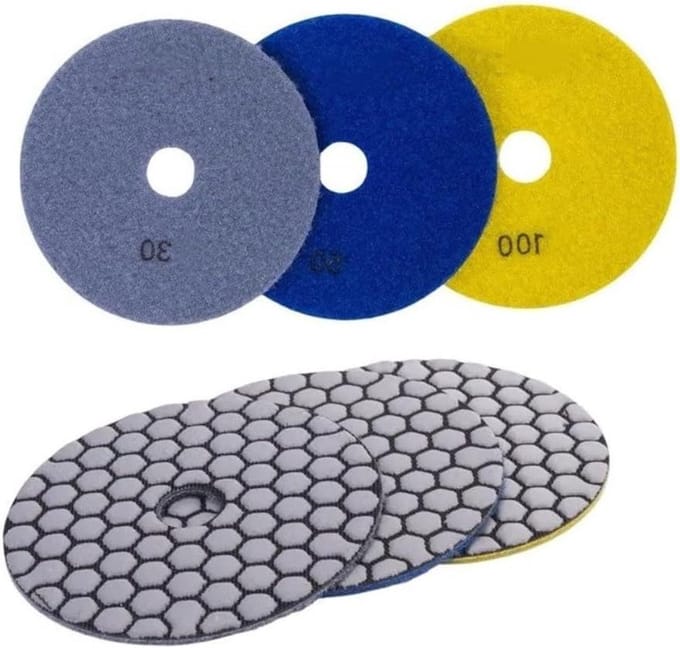 Polijstpads Set - Schuurschijven Hars - Steen Bewerken - Flexibele Harsconstructie - 3 Stuks 4 Inch - Zoals Afgebeeld