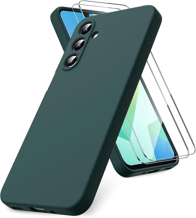 Liquid Silicone Case met 2x Screenprotector - Groen - Shockproof Hoesjes Geschikt voor: Samsung Galaxy A17