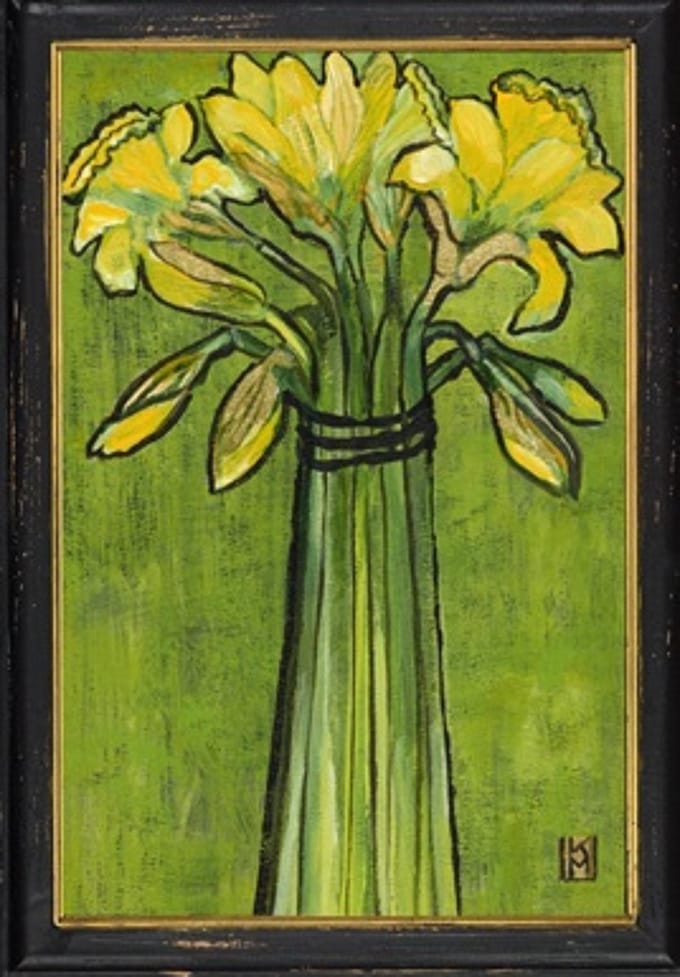 Lijstje hout zwart Veldnarcis, 34x23,5cm