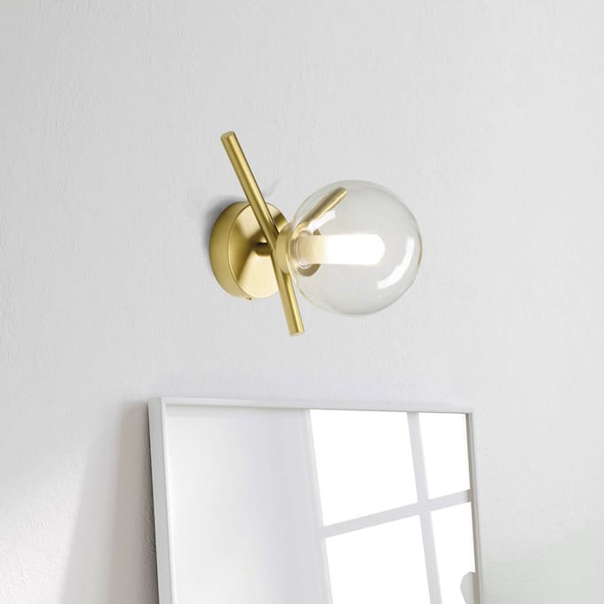 miloox by Sforzin Wandlamp Camely, goud geborsteld/helder, 1-lamp
