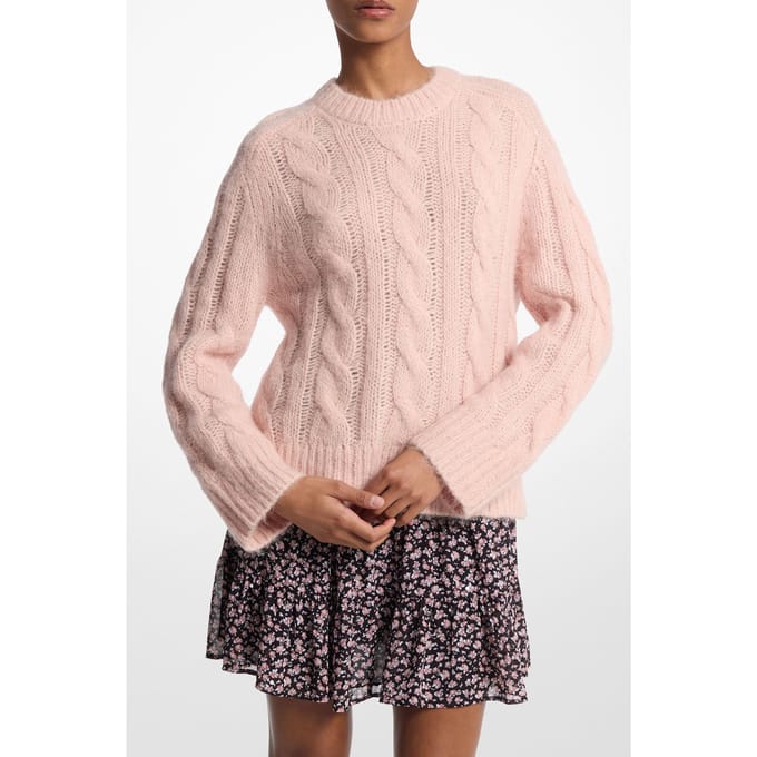 Michael Kors Cable Knit Crew Sweater In Rosewater Pink Maat: S | Sweaters Outlet | Dames | Roze