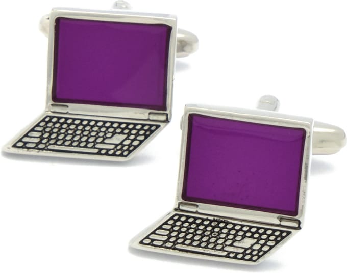 Manchetknopen - Laptop Computer met Paars Scherm