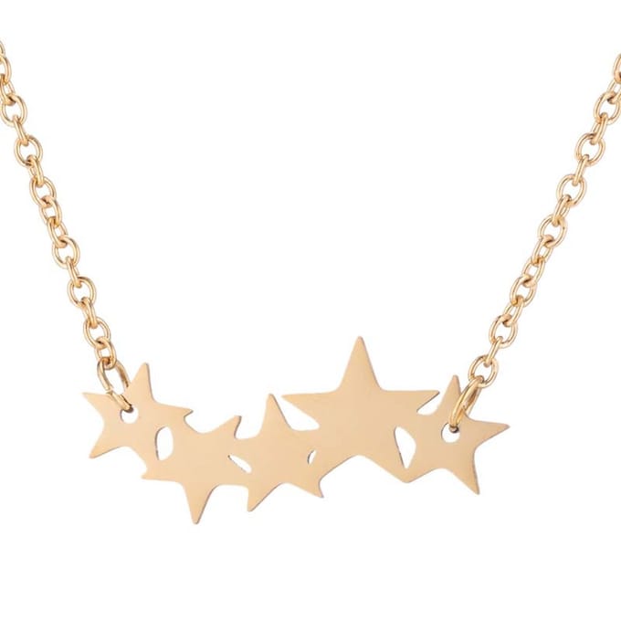Gading® dames ketting met sterren-goudkleurig-43cm-RVS ketting