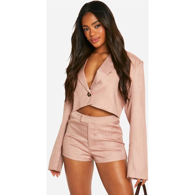 boohoo Dames Premium Pinstripe Tailored Hotpants | Rose | Maat: 6
