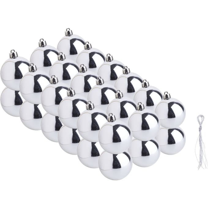 Kerstballen van kunststof, 36 stuks - Zilver