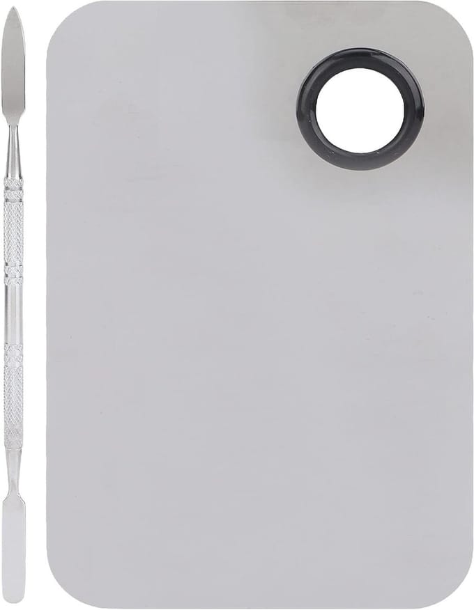Mixing Palette voor Make-up met Spatel, Ideaal voor Foundation, Oogschaduw en Cosmetica, RVS Design