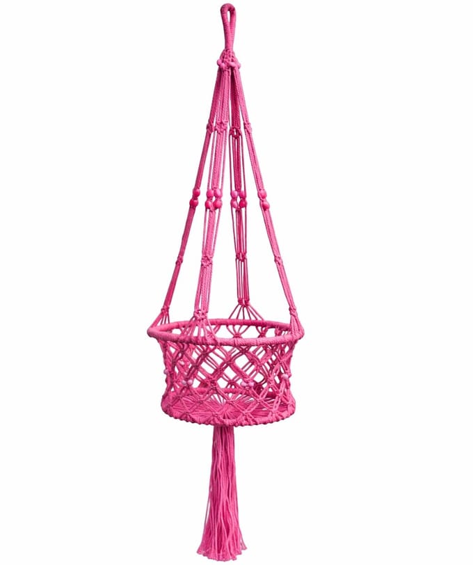 Lavandoux - Macramé Plantenhanger - Ø30 cm - Katoen - Roze