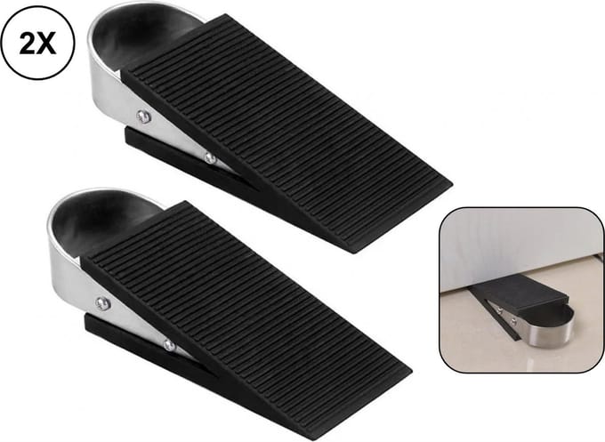 2x PD® - Deurstopper - EXTRA STERK - 3cm hoog - Deurstopper voor binnen en buiten - Deurstoppers - RVS en rubber