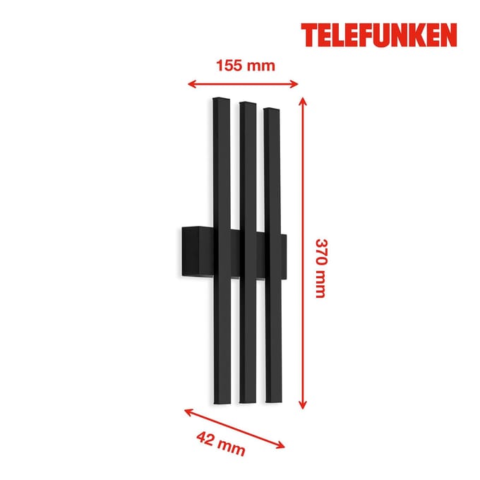 Telefunken LED buitenwandlamp Graz indirect 3-lamps zwart