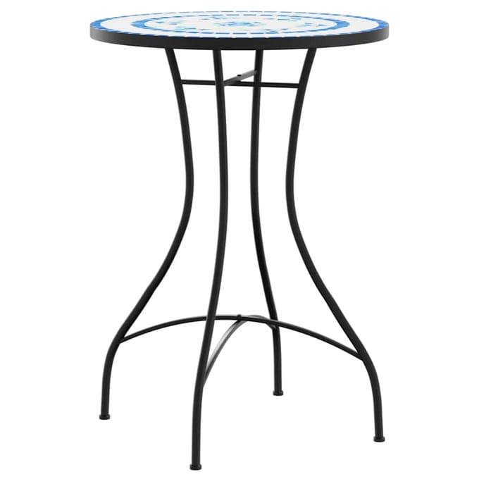 vidaXL - Bistroset - mozaïek - ijzer - en - keramiek - blauw - en - wit