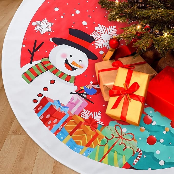Kerstboomrok 90 cm, rode basisafdekking met kerstman, feestelijke boomversiering