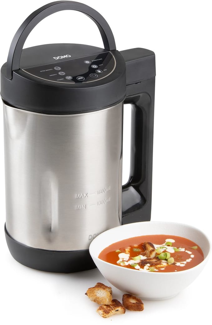 DOMO DO1144BL Soepmaker Domo - 1,6L - 6 Programma's - Blender - RVS - Inox/Zwart