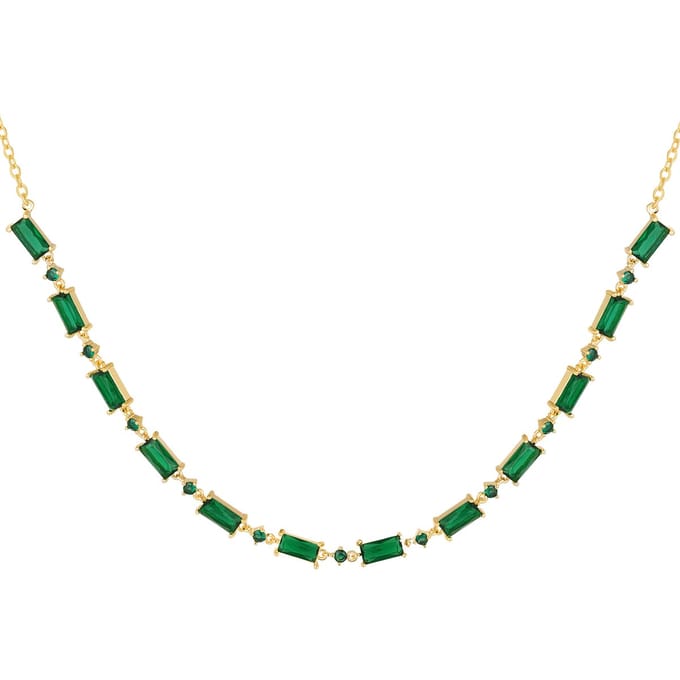 Bijoutheek Collier Vierkante Stenen Groen