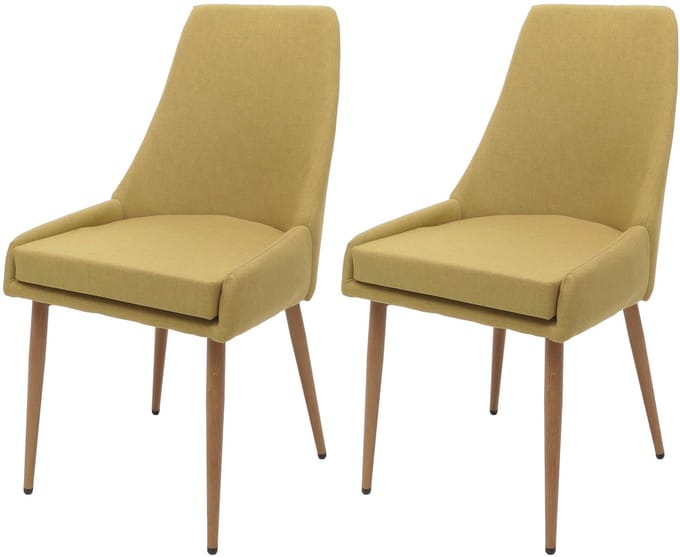 Set van 2 eetkamerstoelen MCW-O27, keukenstoel gestoffeerde stoel, stof/textiel (280g/m²) metaal ~ groen
