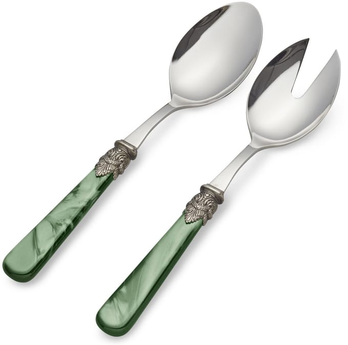 Slabestek, set met slavork en slalepel, Groen (parelmoer), EME Napoleon