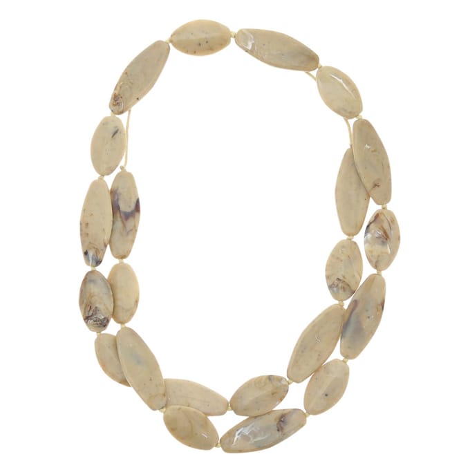 Behave – Lange ketting beige – Boho look 107 cm gemarmerde kralen