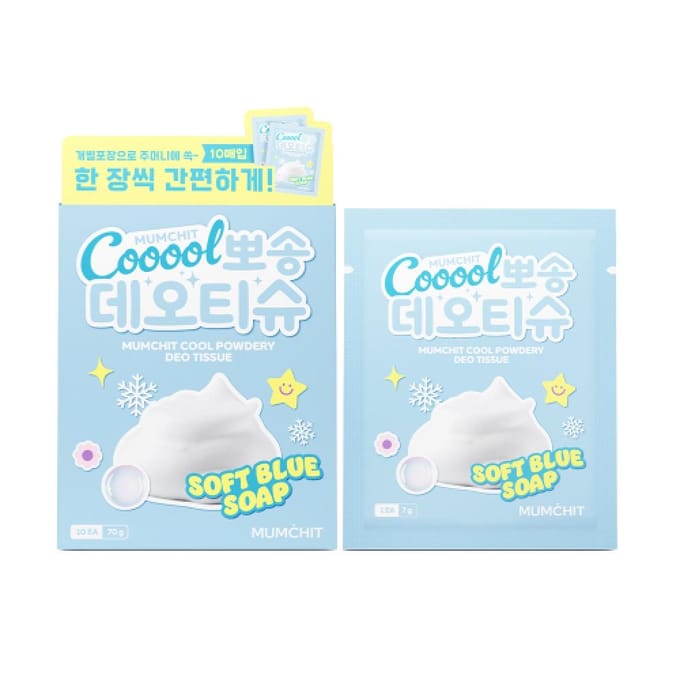 Mumchit [3 set] Cool Dry Deo Doekjes 10 Stuks Deo Tissue Soft Blue Soap, 10 sheets, 3 white