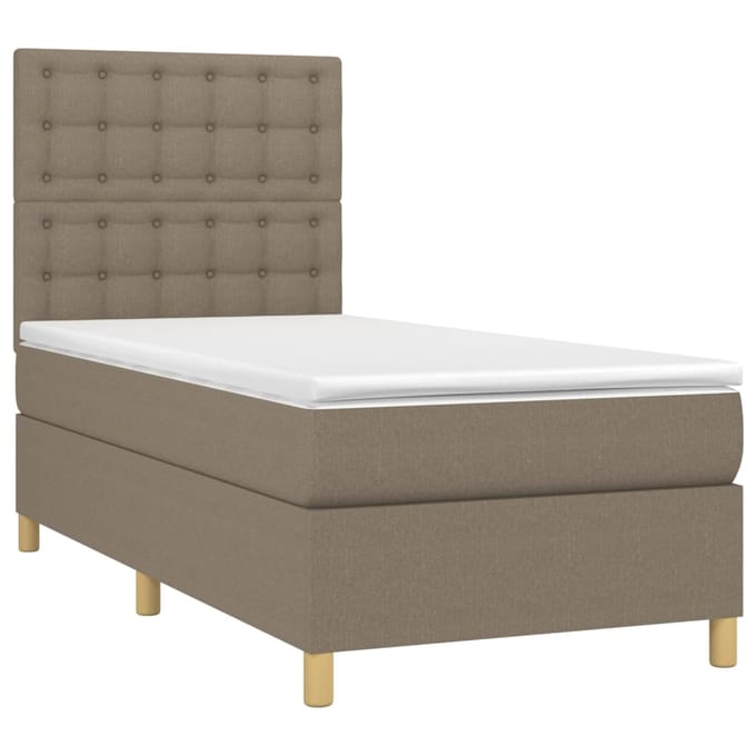 vidaXL - Boxspring - met - matras - en - LED - stof - taupe - 100x200 - cm