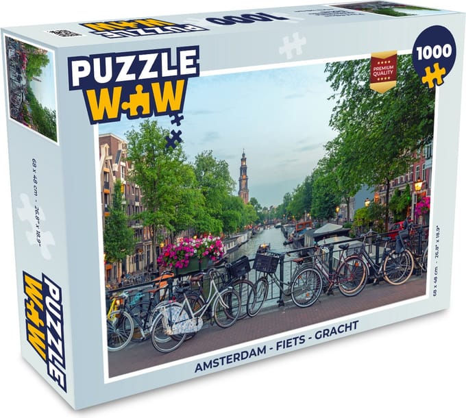 Puzzel Amsterdam - Fiets - Gracht - Legpuzzel - Puzzel 1000 stukjes volwassenen