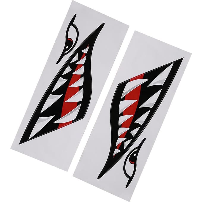 2 pièces Étanche Bricolage Drôle Dents de Requin Bouche Autocollant Décalcomanie Voiture Kayak Bateau Camion Décoration white