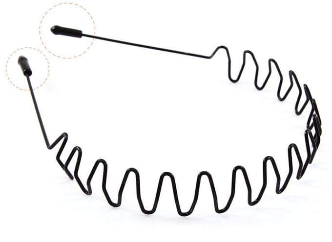 Jonyx - Diadeem - Haarband - Sporthaarband - Golvend effect - Wave - Metaal - Zwart
