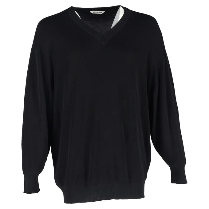 Balenciaga V-hals trui in zwarte viscose