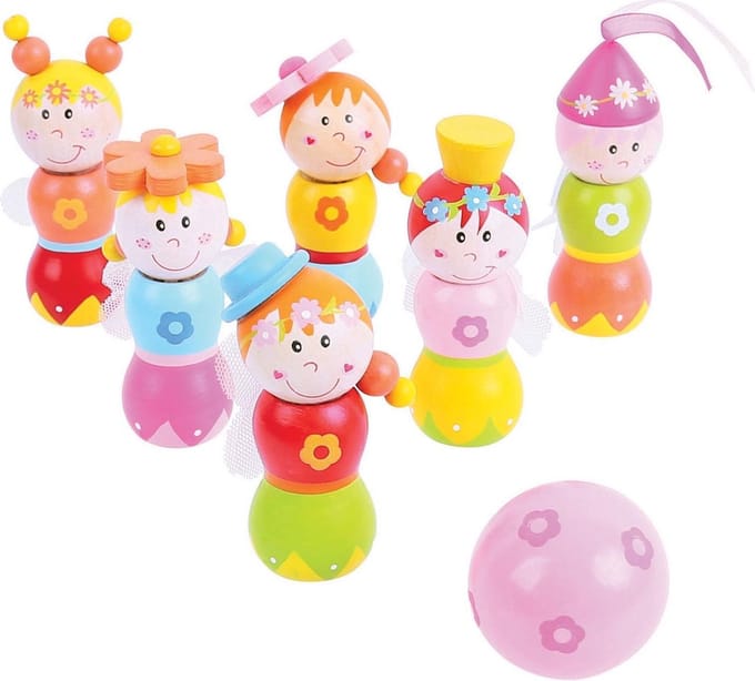 Bigjigs Wooden Bowling Set Princesses 7 pcs.