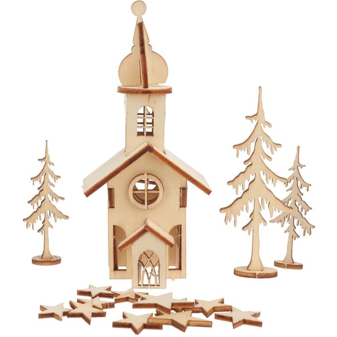 Houten bouwpakket "Kerk", multiplex