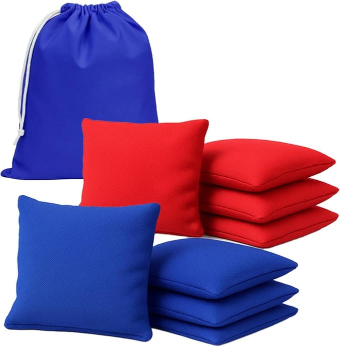 Cornhole Tassen - Gooitassen Spel - Buiten Spel - Waterdicht Katoen - 8 Stuks - Blauw Rood