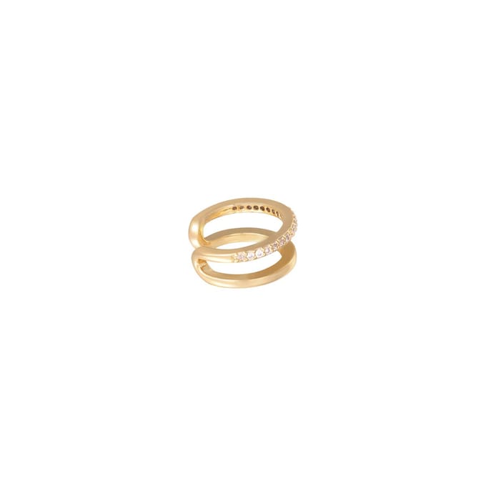 Yehwang - Earcuff - Double Up - Dubbele Earcuff met Steentjes - Goudkleurig - Koper+Zirkonium