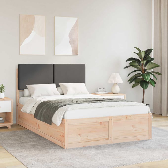 vidaXL - Bedframe - met - Gevoerde - Hoofdbord - Donkergrijs - 120 - x - 190 - cm