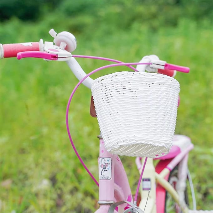 Kinderfiets Voormand Fiets Hangmand Fiets PP Rotan Geweven Mand met Verstelbare wit