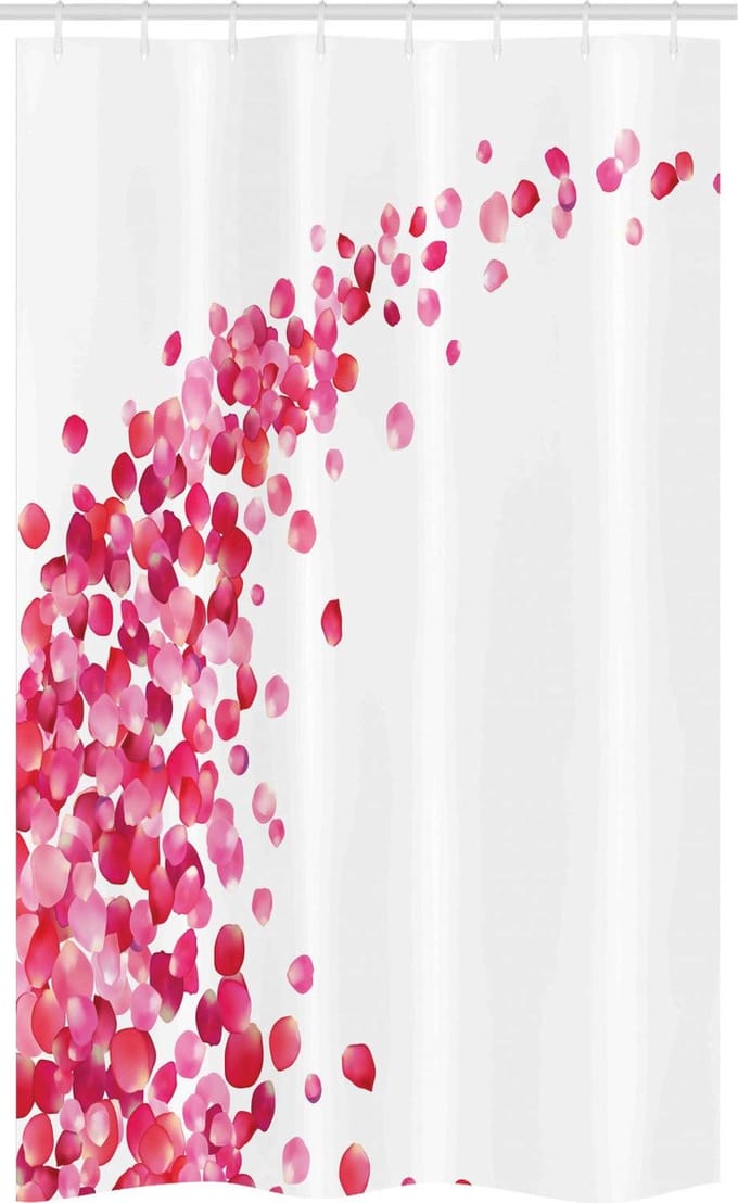 ABAKUHAUS douchegordijn – rozenblaadjes Vortex – magenta/wit, 120x180 cm