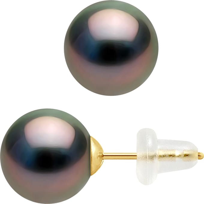 Stud Earrings Tahitian Parels Rond 89mm Yellow Gold