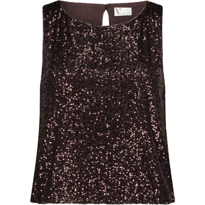 regular fit top met all-over pailletten