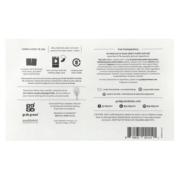 Drogerbladen, Vetiver, Biologisch Afbreekbare Bladen 80 gray