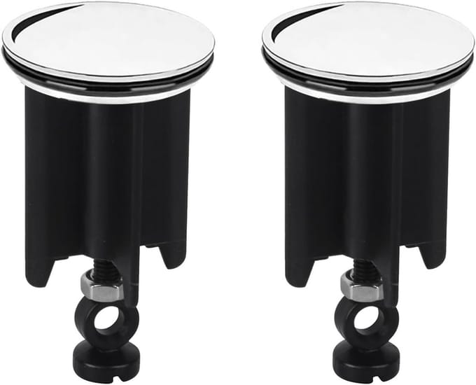 Universele Wastafelstop 40 mm Chroom en Zwart - 2 Stuks