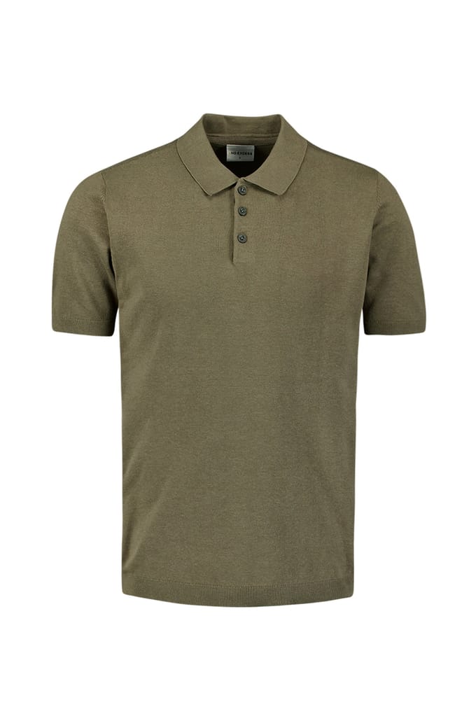 No Excess Pullover Short Sleeve Polo Button Solid Dark Moss  XL