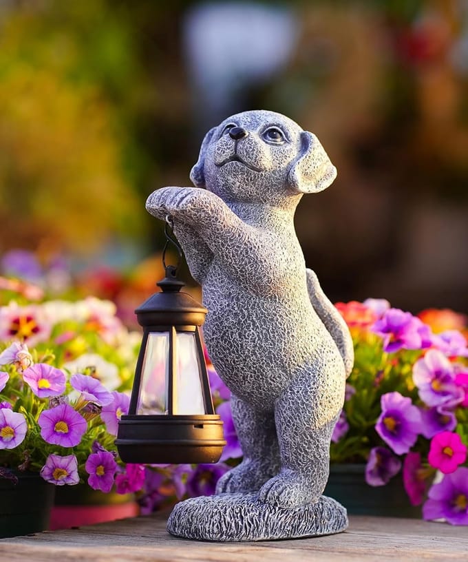 Decoratieve Tuinlamp op Zonne-energie met Hondenfiguur