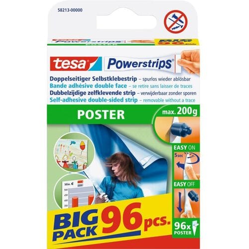 tesa POWERSTRIPS® Poster Dubbelzijdig plakband Wit Inhoud: 96 stuk(s)