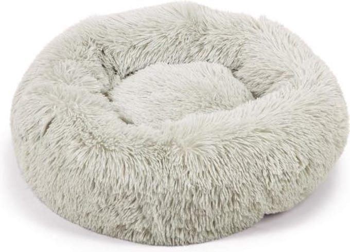 Beeztees Yali - Hondenmand - Pluche - Fluffy - Lichtgrijs - Diam. 50 cm