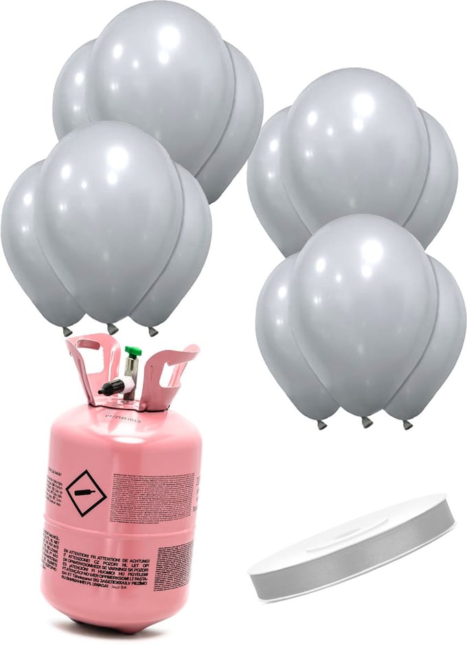 Vegaoo - Heliumflesset 12 ballonnen zilver